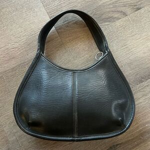 Vintage Black Leather Shoulder Bag Women's Handbag
